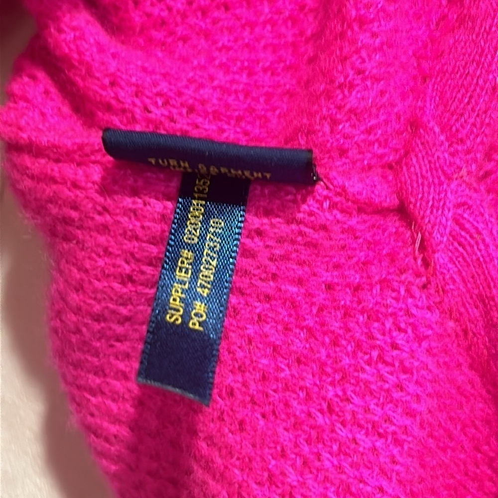 Polo Ralph Lauren Cashmere Hot Pink Sweater Oversized XS - Picture 8 of 8